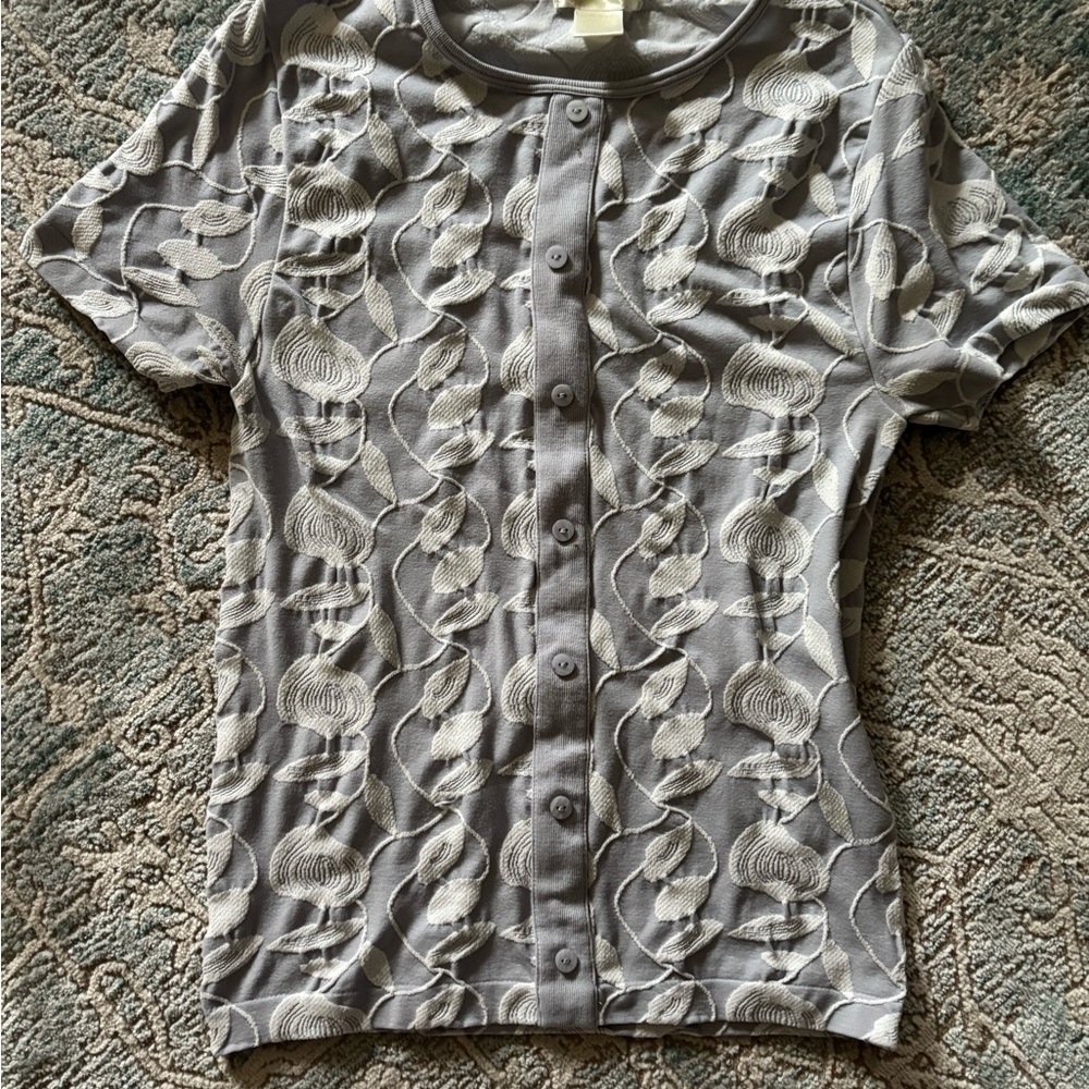 Light Blue and White Patterned Top